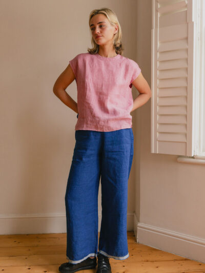 Linen Straight-Leg Trousers – Indigo