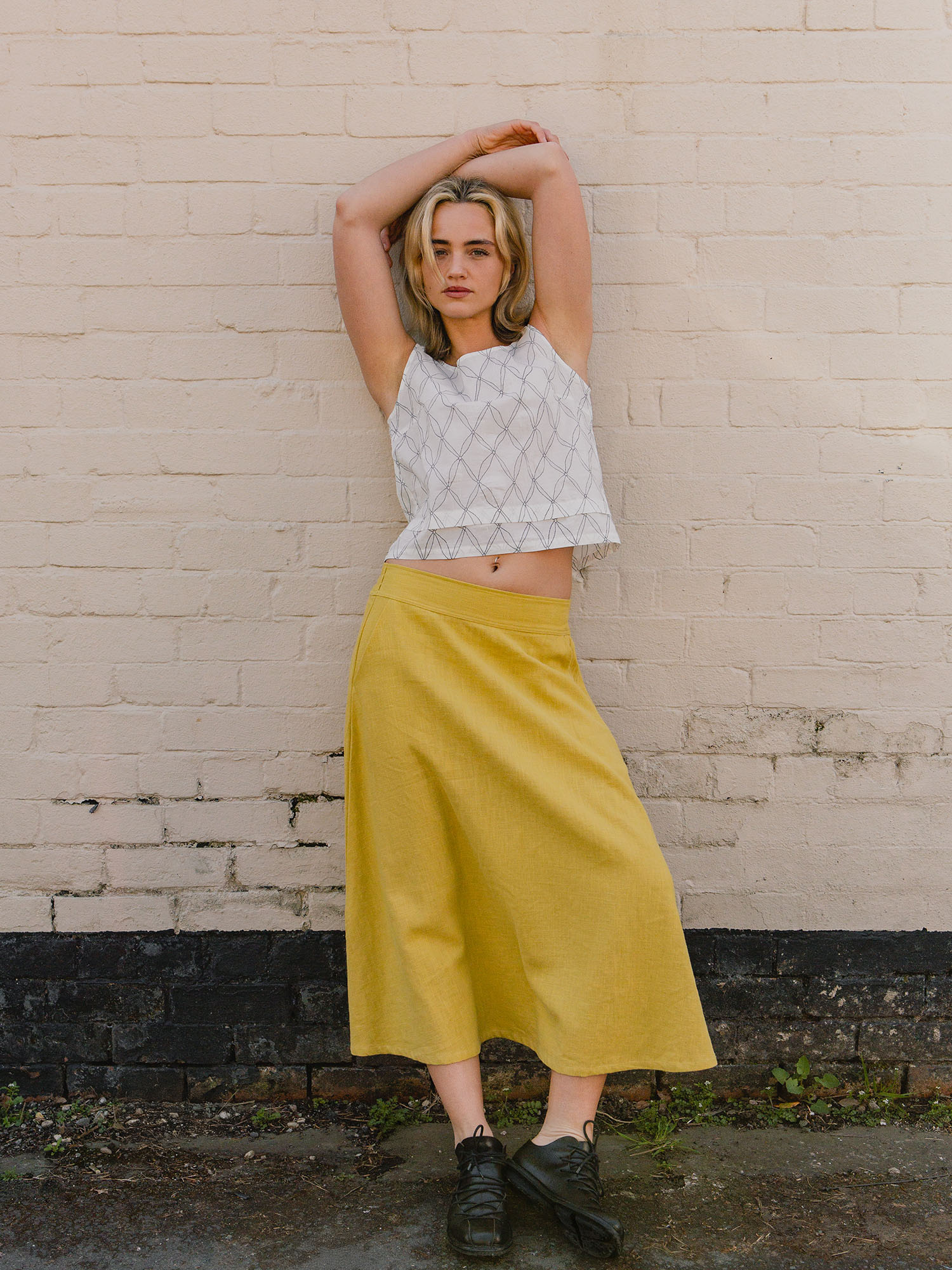 A-Line Midi Skirt – Yellow
