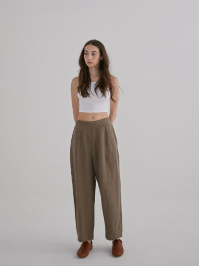 Pleated Cocoon Trousers – Moss Green