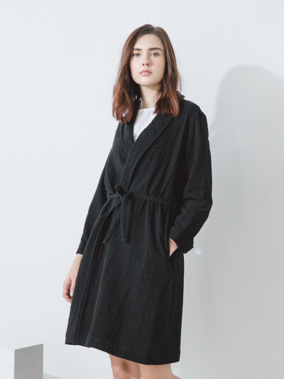Open-Front Trench Coat – Black