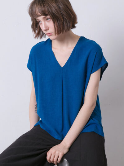V-Neck Drop-Shoulder Top – Blue