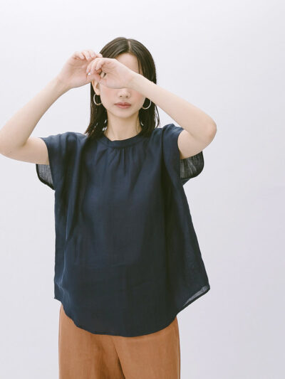 Small Round-Neck Top - Navy Blue