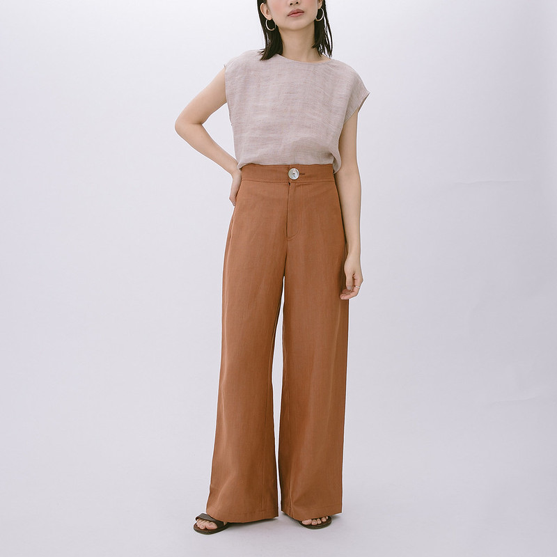 Tailored Wide-Leg Trousers – Terracotta