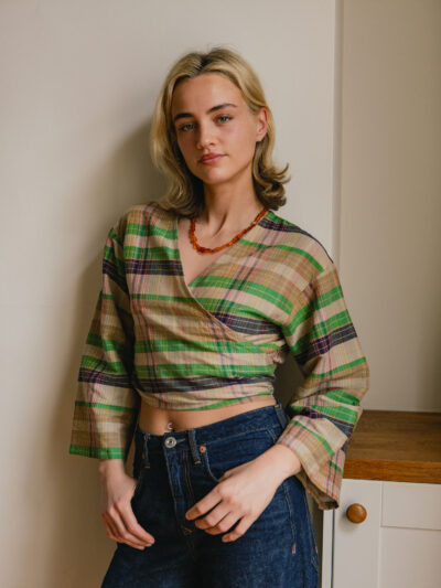 Tie-Front Crossover Top – Check