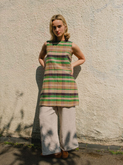 Long Side-Slit Vest – Check