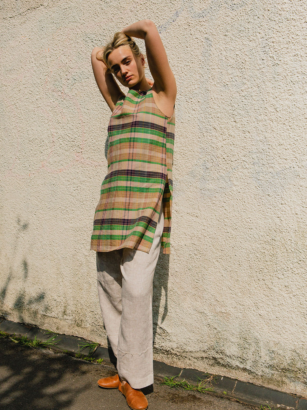 Long Side-Slit Vest – Check - Image 5