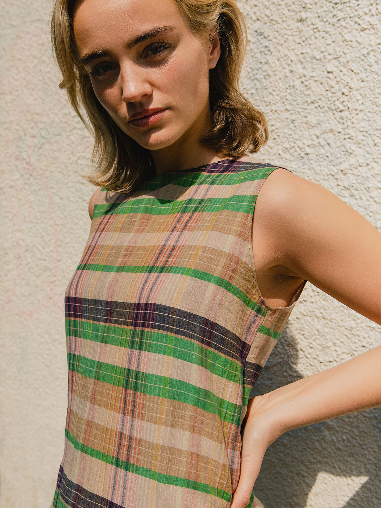 Long Side-Slit Vest – Check - Image 6