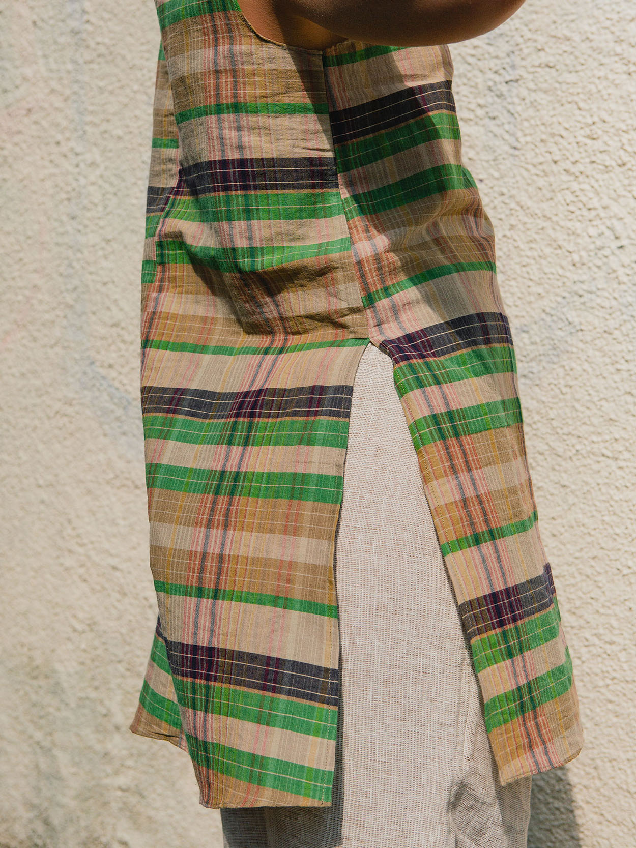 Long Side-Slit Vest – Check - Image 9