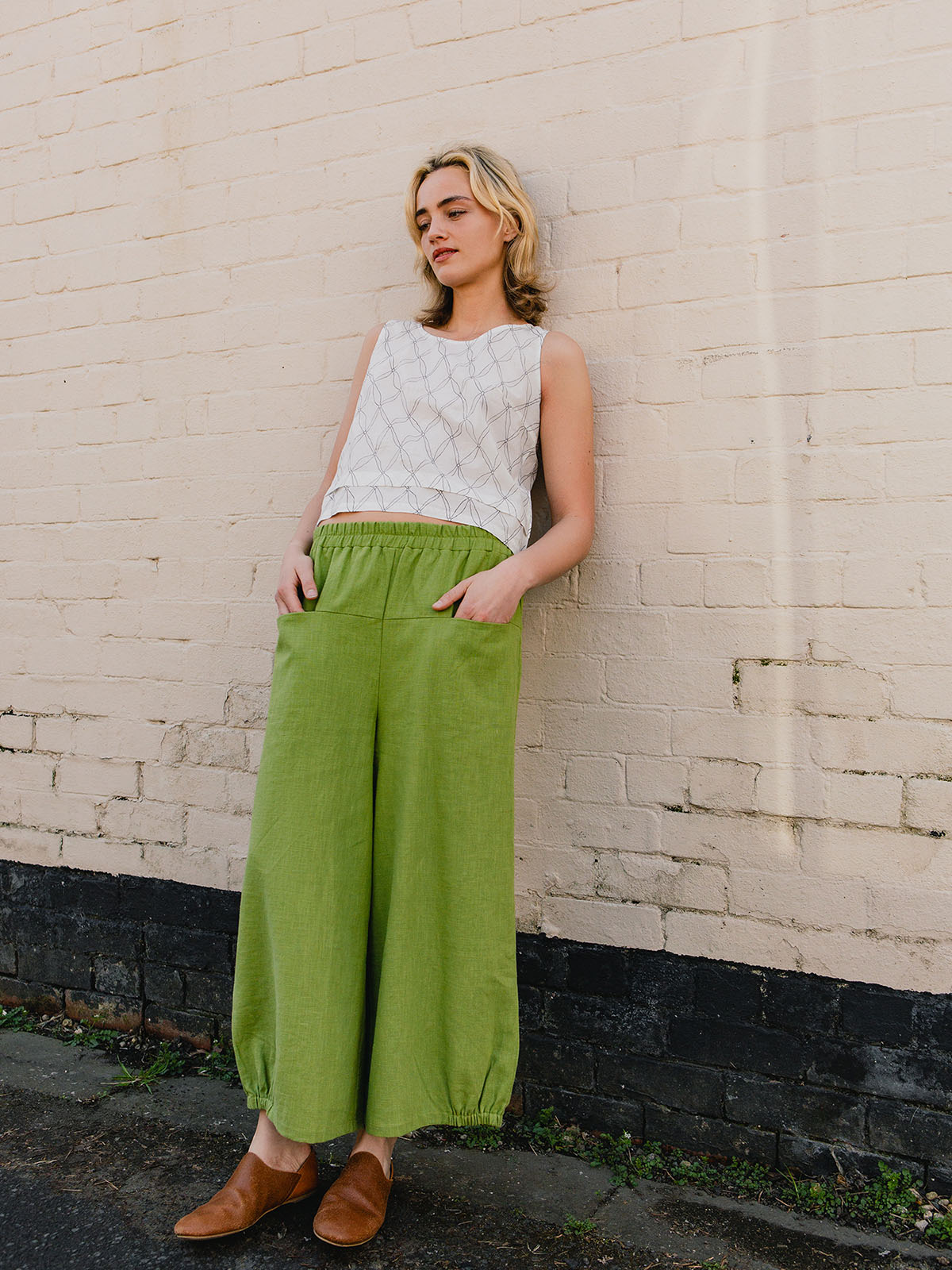 Gathered Cuffs Trousers - Olive - Image 5