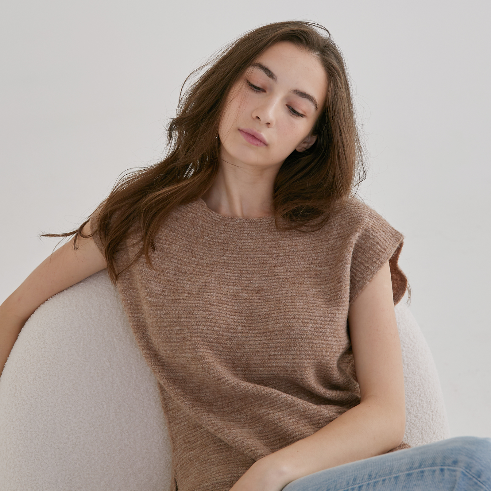 Wool Short-Sleeve pullover – Nude