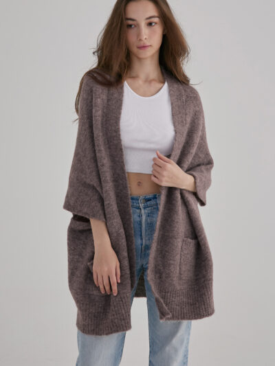 Two-Way Alpaca Shawl Cardigan – Mocha