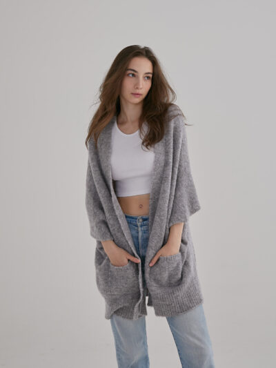 Alpaca Convertible Shawl Cardigan – Grey