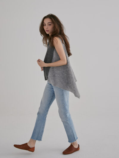 Two-Tone Alpaca-Blend Convertible Shawl Vest