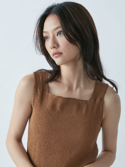 Square-Neck Silk Vest - Earthy Khaki