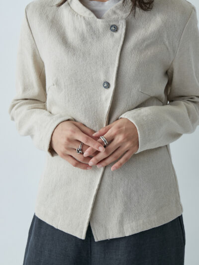 Military-Inspired Cropped Jacket – Beige