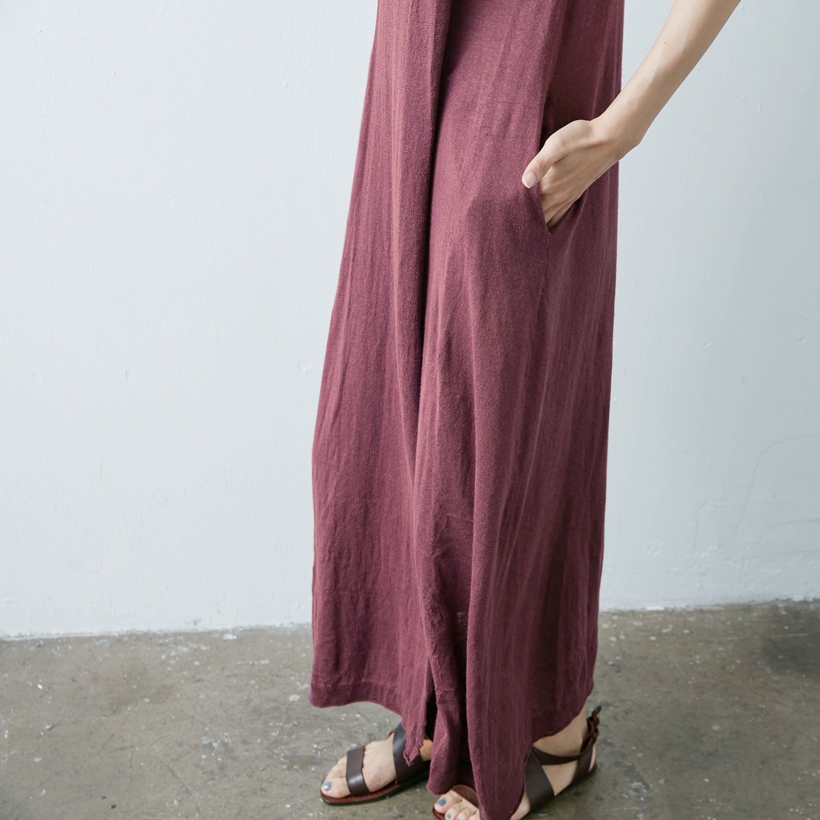 Crossover V-neck Knit Dress – Morocco Red - Image 3