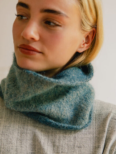 Two-Tone Alpaca Neck Warmer / Snood - Mist Blue