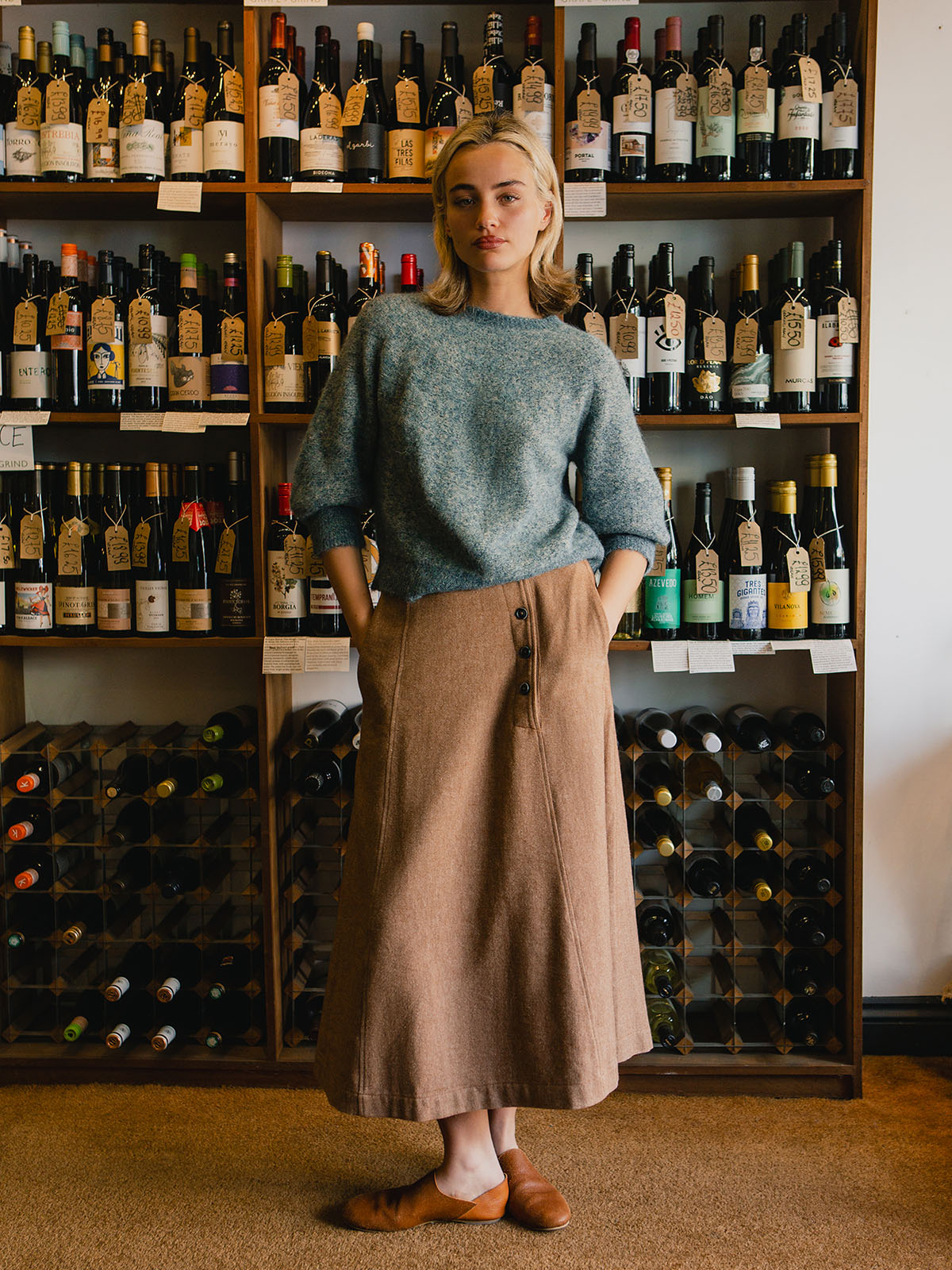 Alpaca Everyday Sweater - 3/4-Sleeve - Mist Blue - Image 2