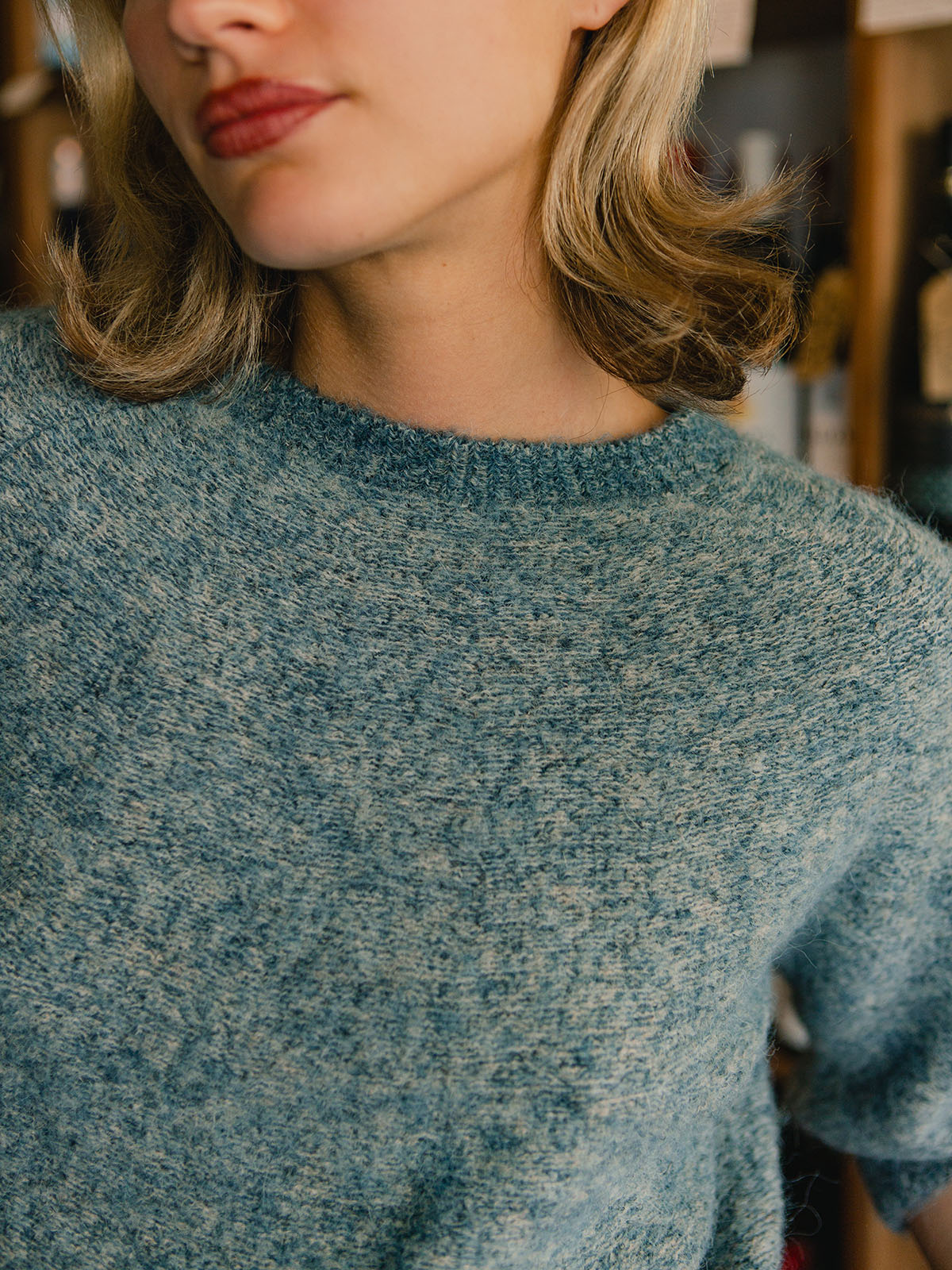 Alpaca Everyday Sweater - 3/4-Sleeve - Mist Blue - Image 7