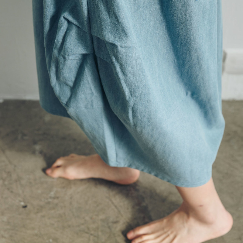 Gathered denim skirt – Washed Blue - Image 5