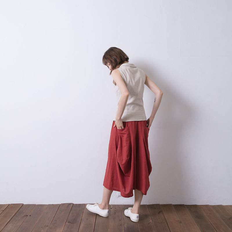 Reversible Wide-Leg Trousers – Brick Red - Image 5