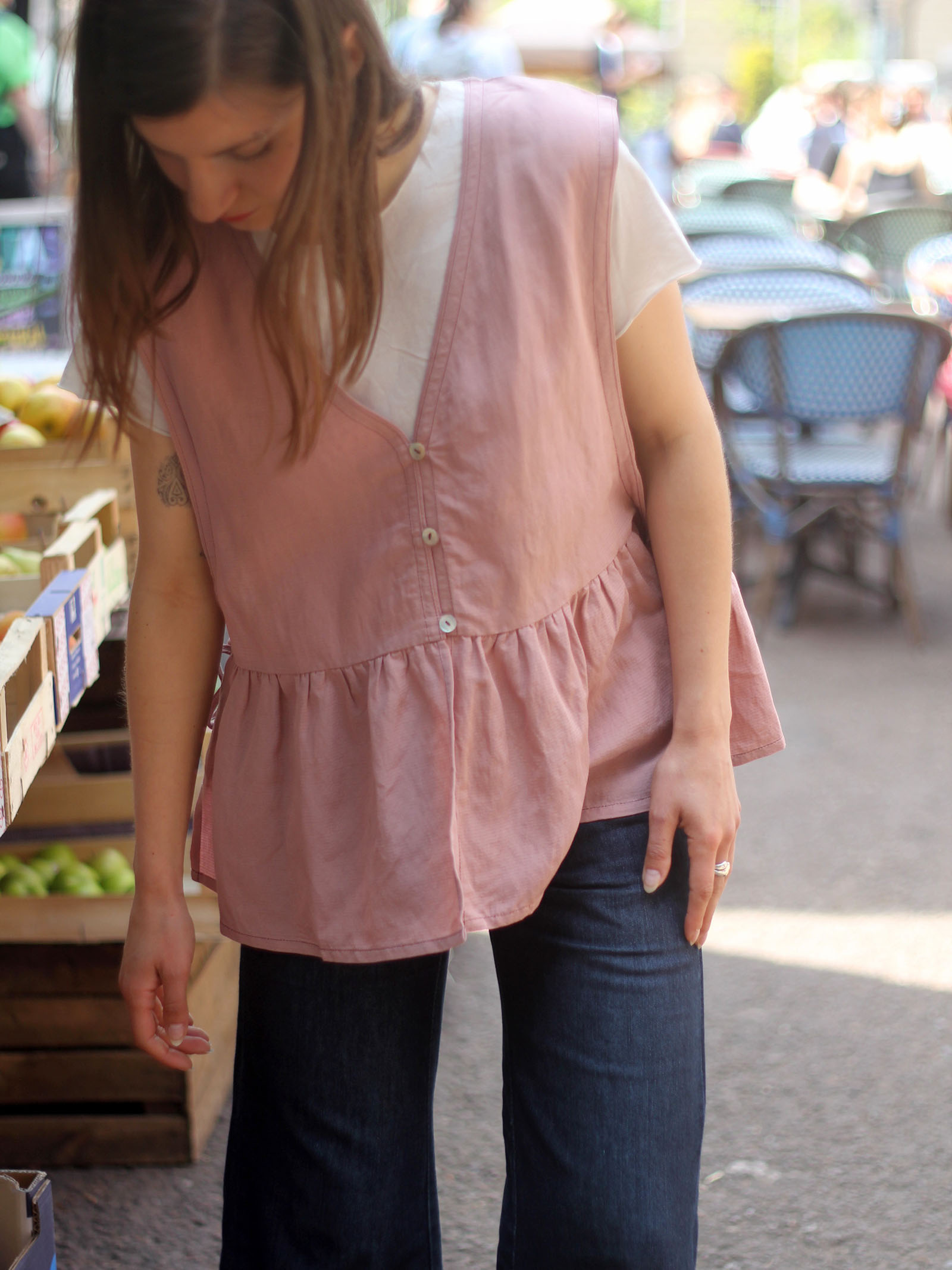 V-Neck Button-Front Tie Vest – Pink - Image 3