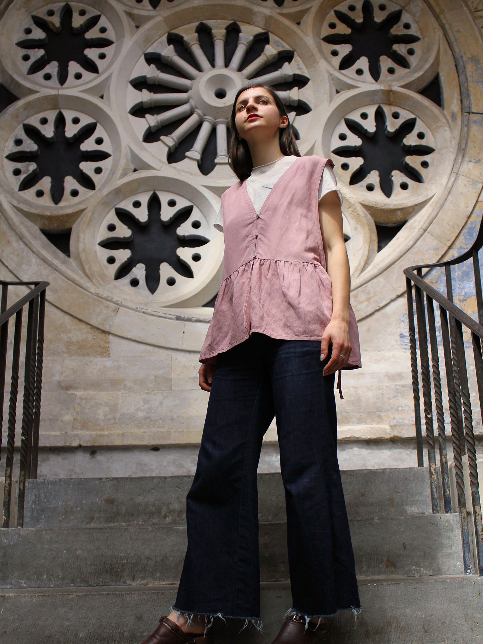 V-Neck Button-Front Tie Vest – Pink - Image 6