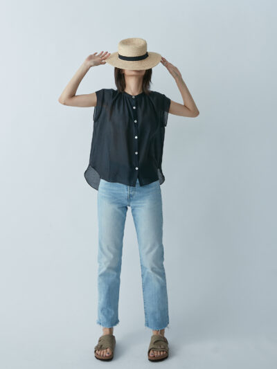 Mini-Collar Blouse – Midnight Blue
