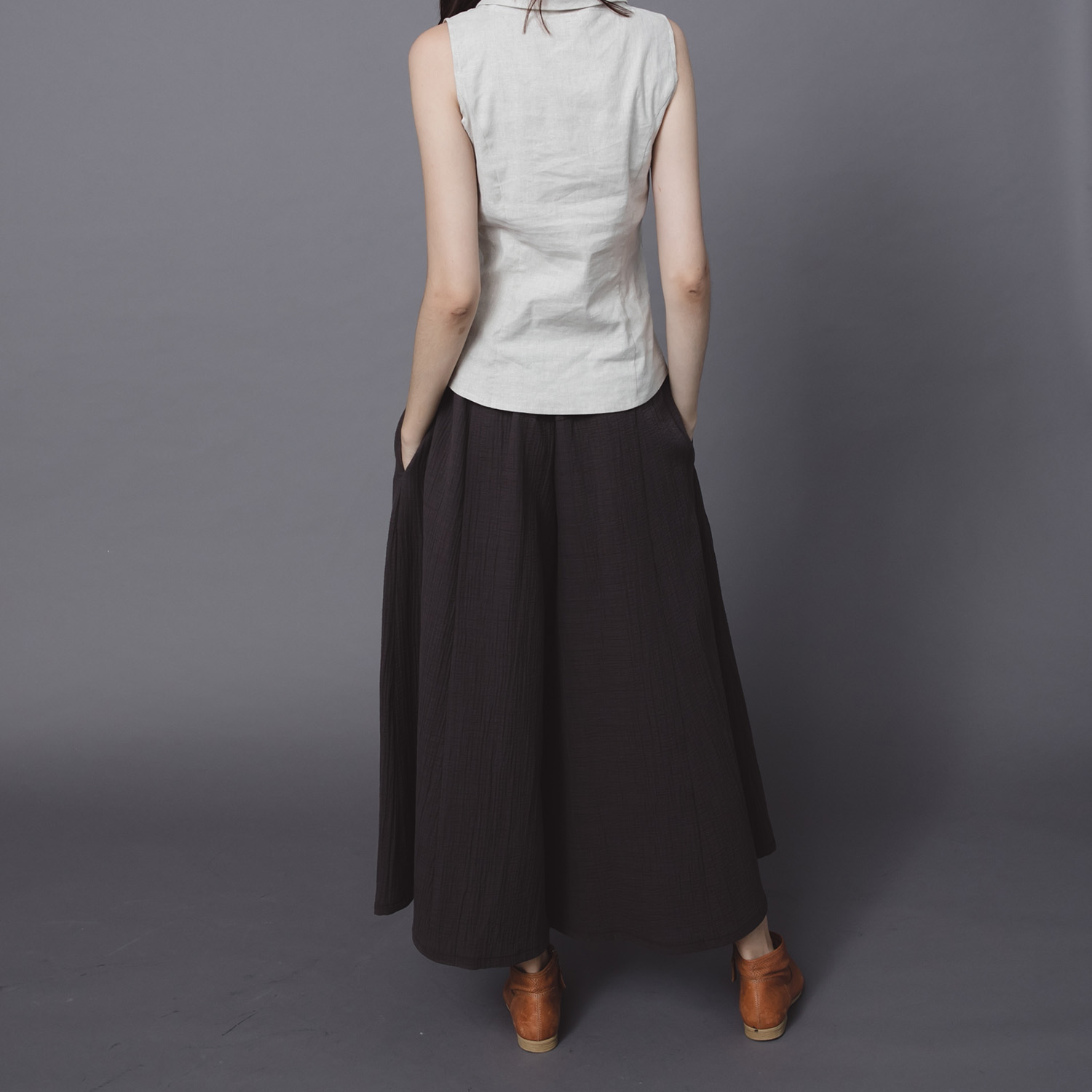 Classic Wide Leg trousers - Dark Grey - Image 2