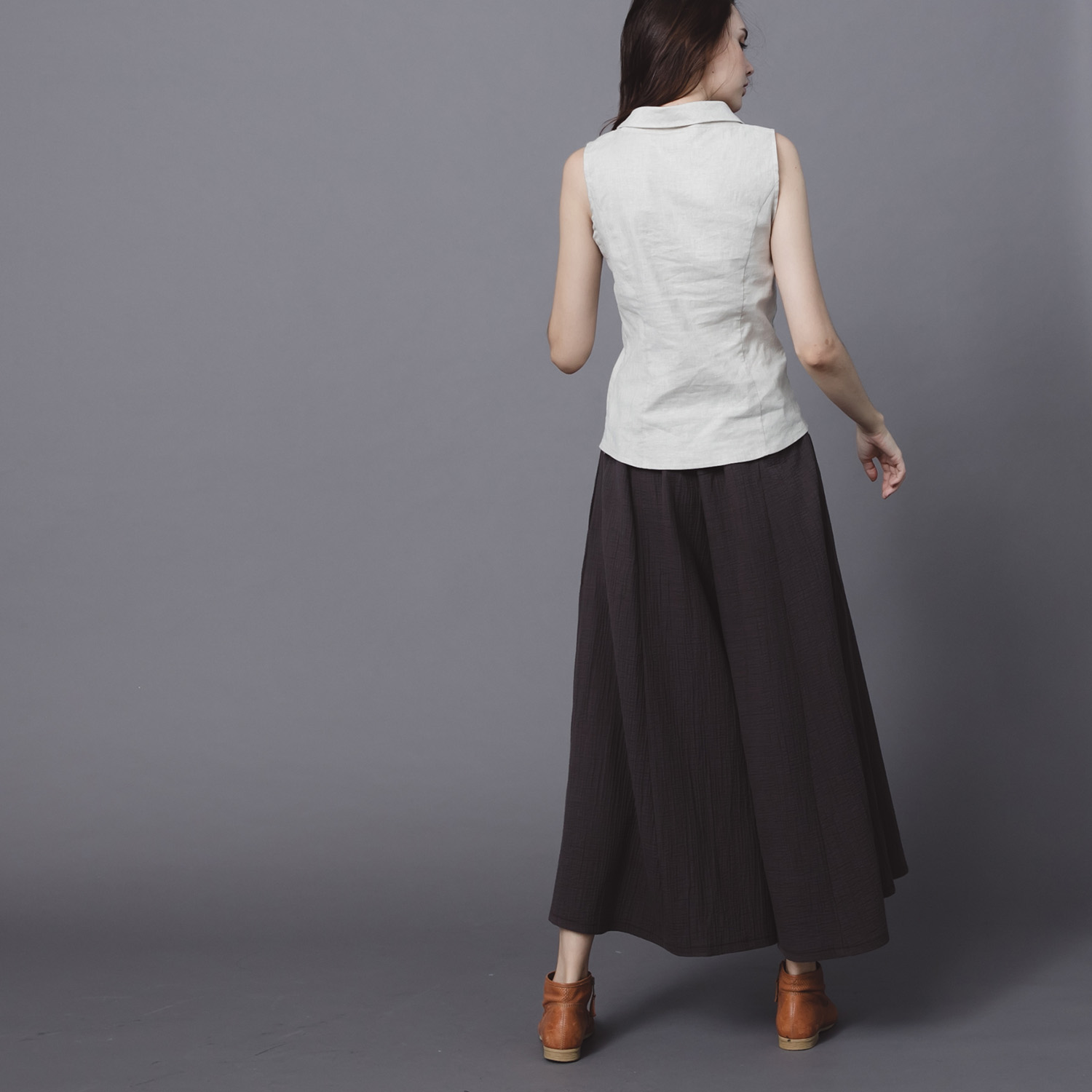 Classic Wide Leg trousers - Dark Grey - Image 3