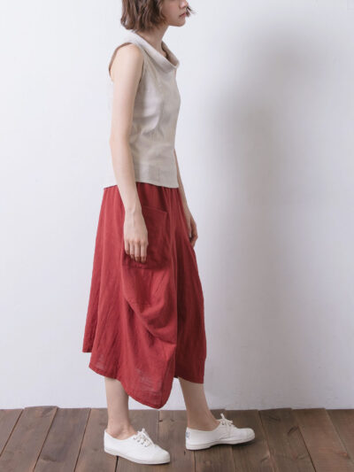 Reversible Wide-Leg Trousers – Brick Red