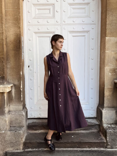 Vintage Collar Sleeveless Dress – Dusty Plum