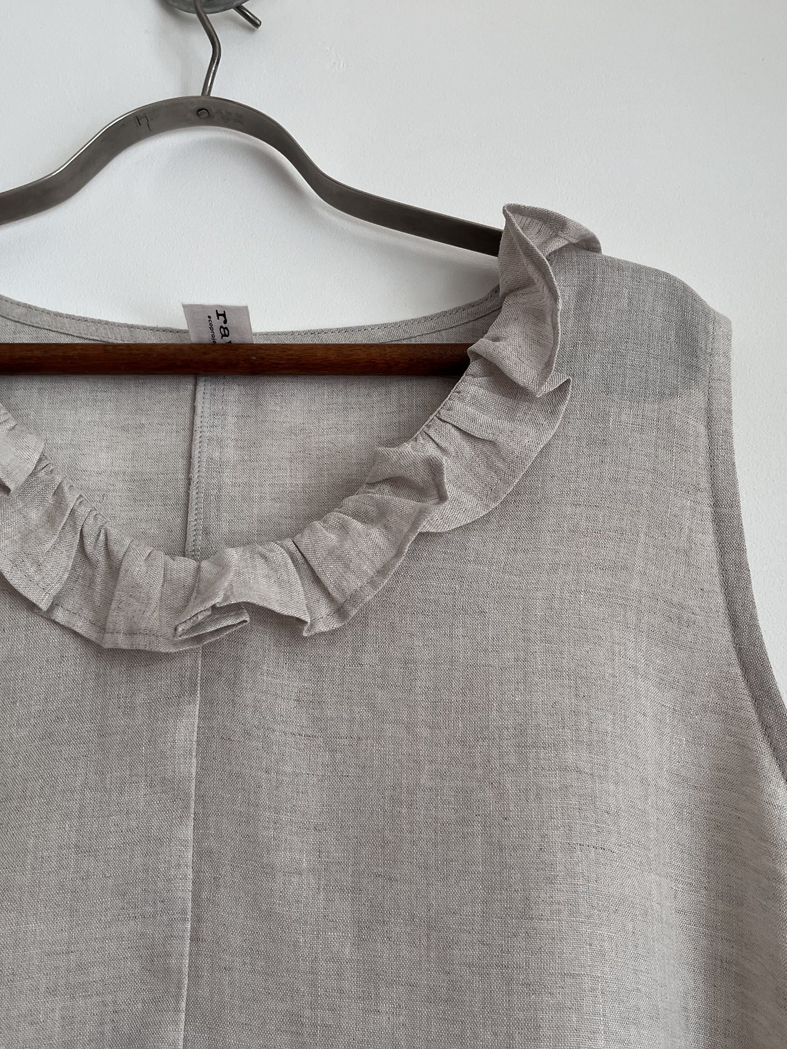 Ruffle V-Neck Sleeveless Dress – Natural - Image 5