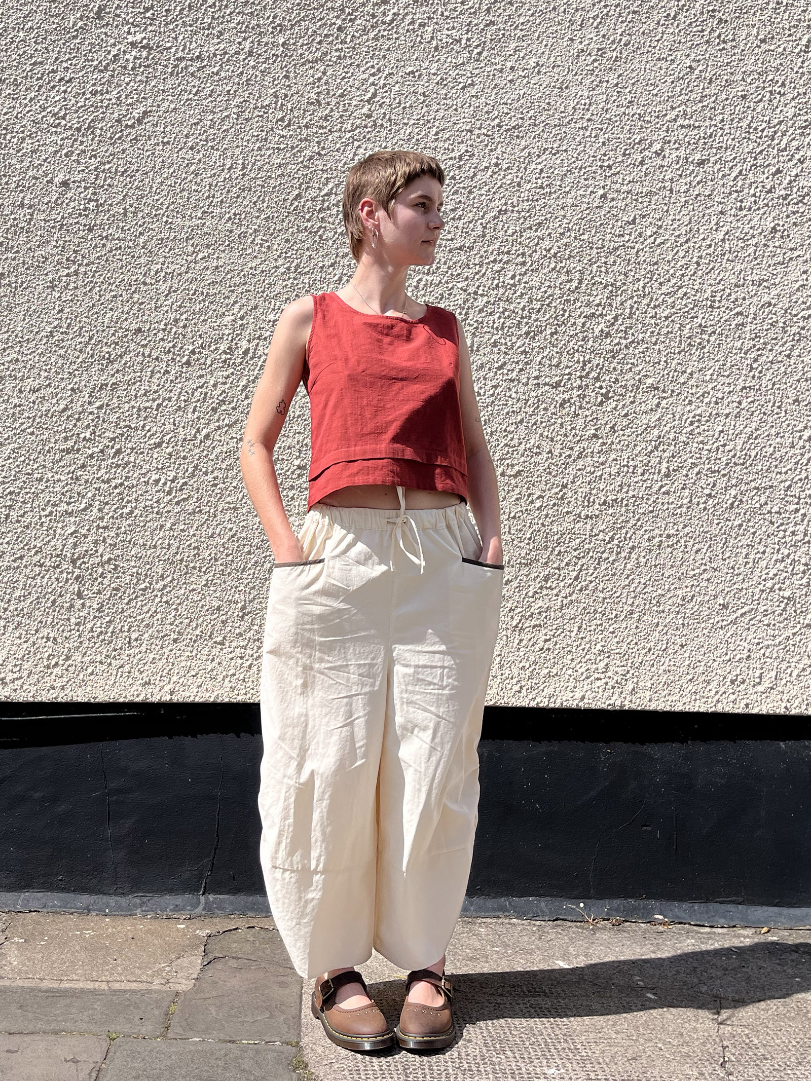 Relaxed Contrast Pocket Trousers – Beige - Image 2