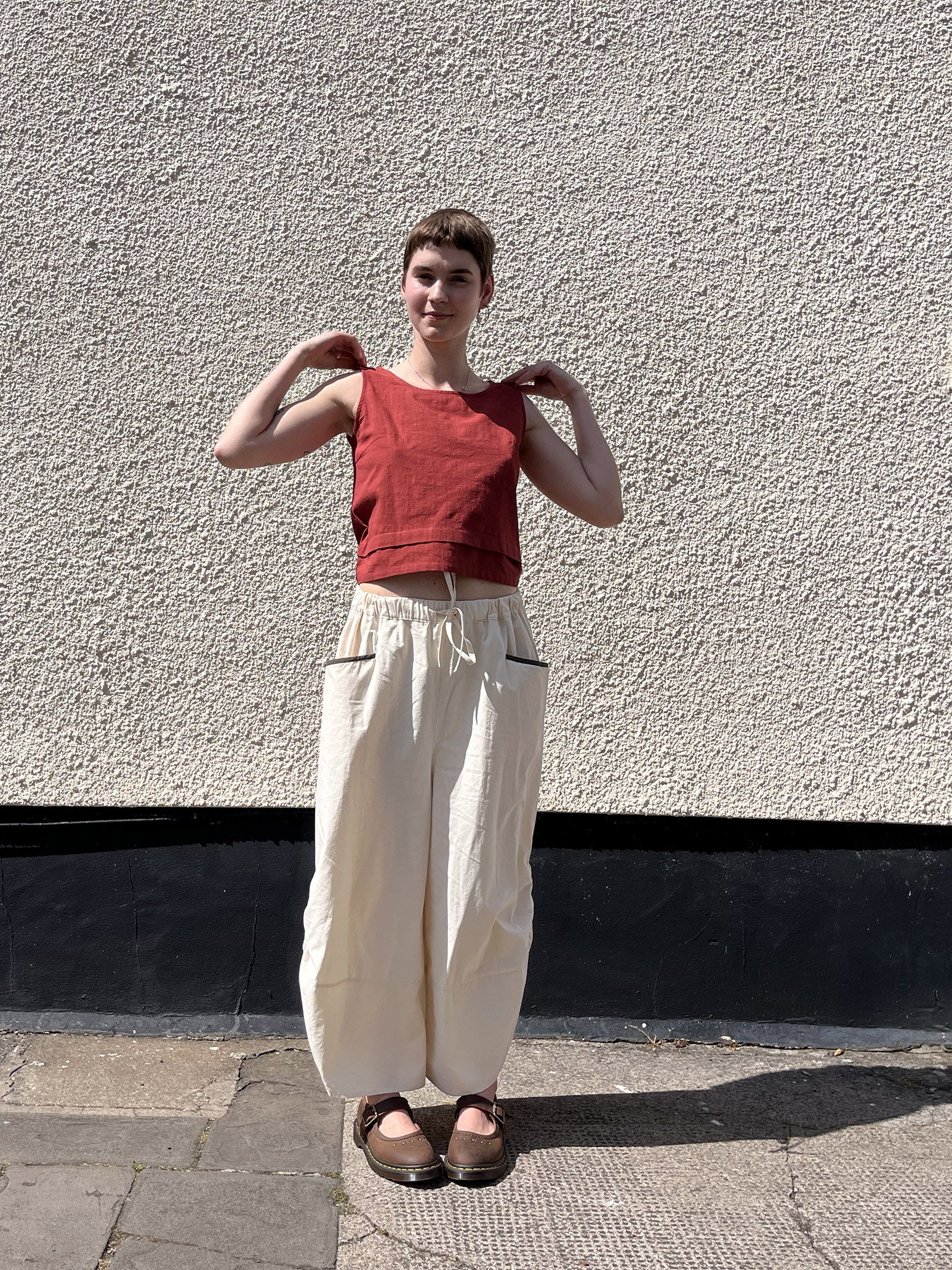 Relaxed Contrast Pocket Trousers – Beige - Image 3