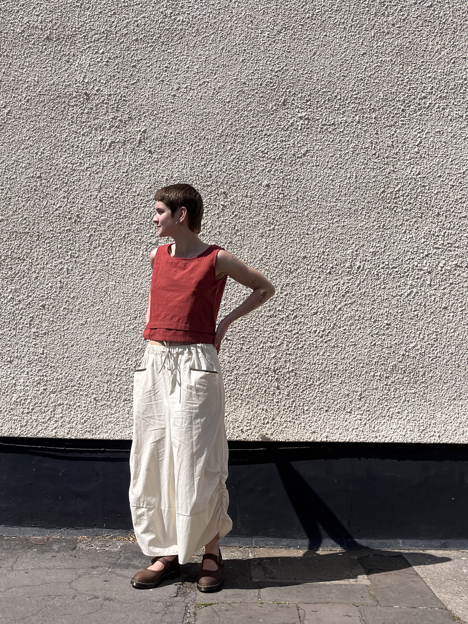 Relaxed Contrast Pocket Trousers – Beige - Image 4