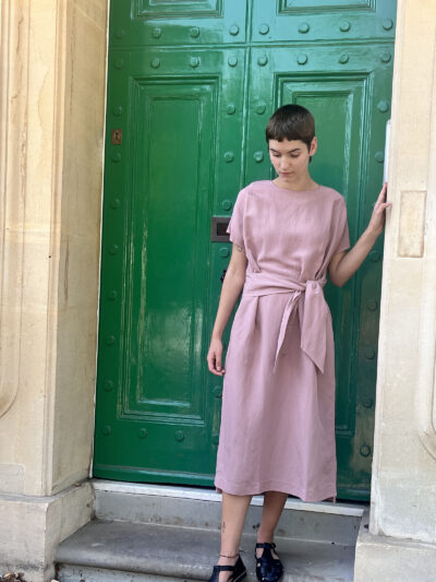 Relaxed tie waist dress – Dusty Pink