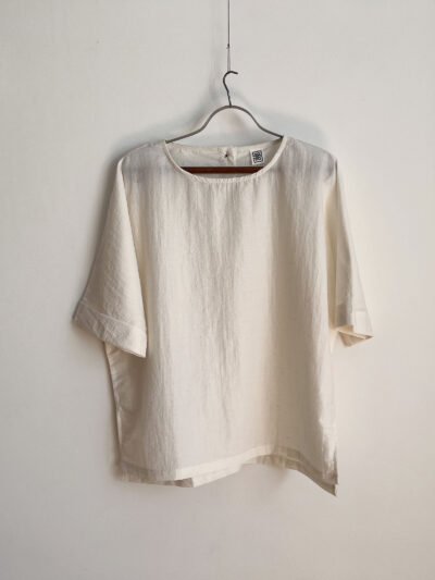 Cuffed Sleeve Top – Pearl White