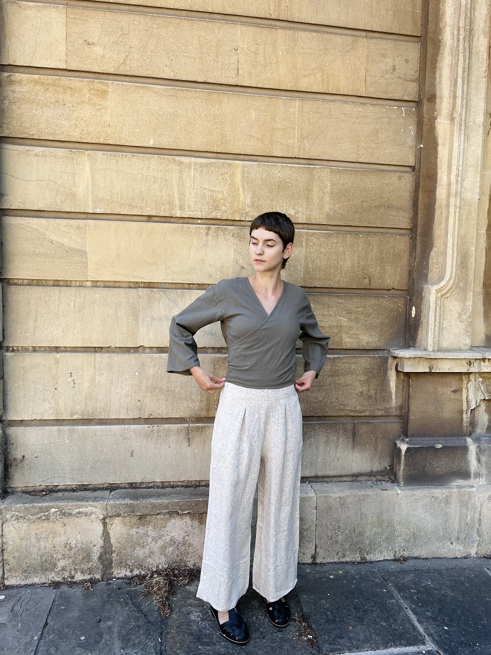 Tie-Front Crossover Top – Sage Green - Image 3