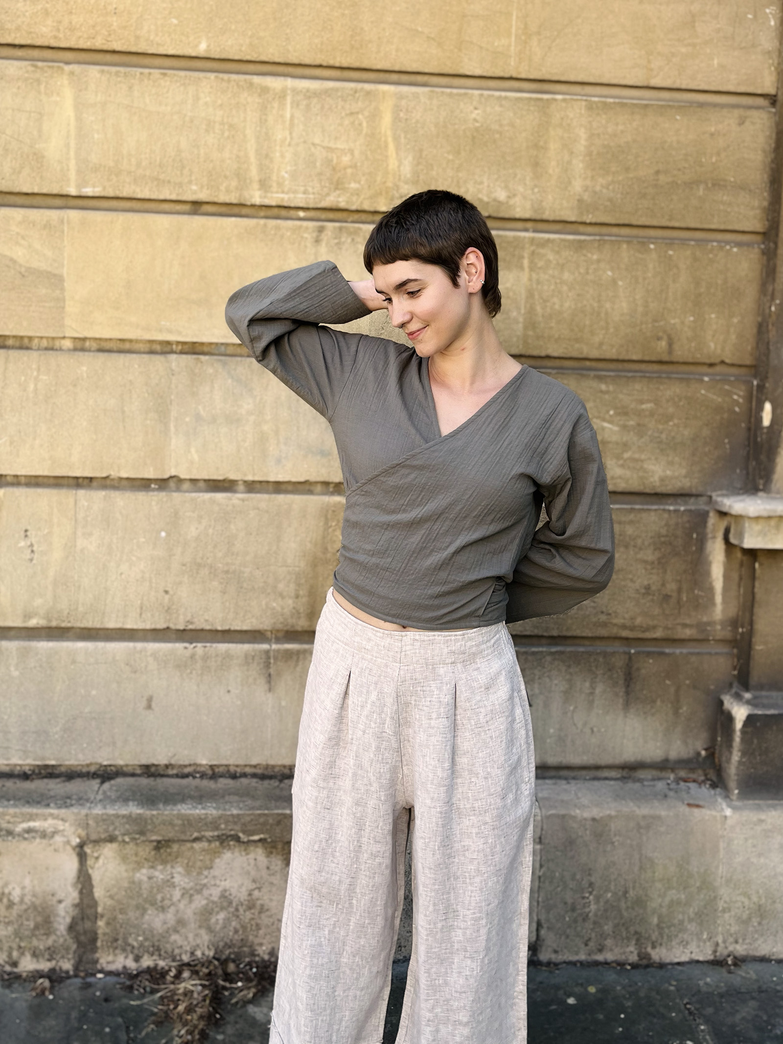 Tie-Front Crossover Top – Sage Green - Image 4