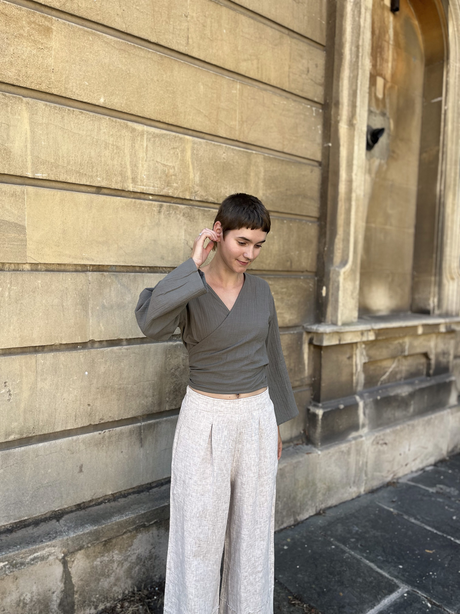 Tie-Front Crossover Top – Sage Green - Image 6