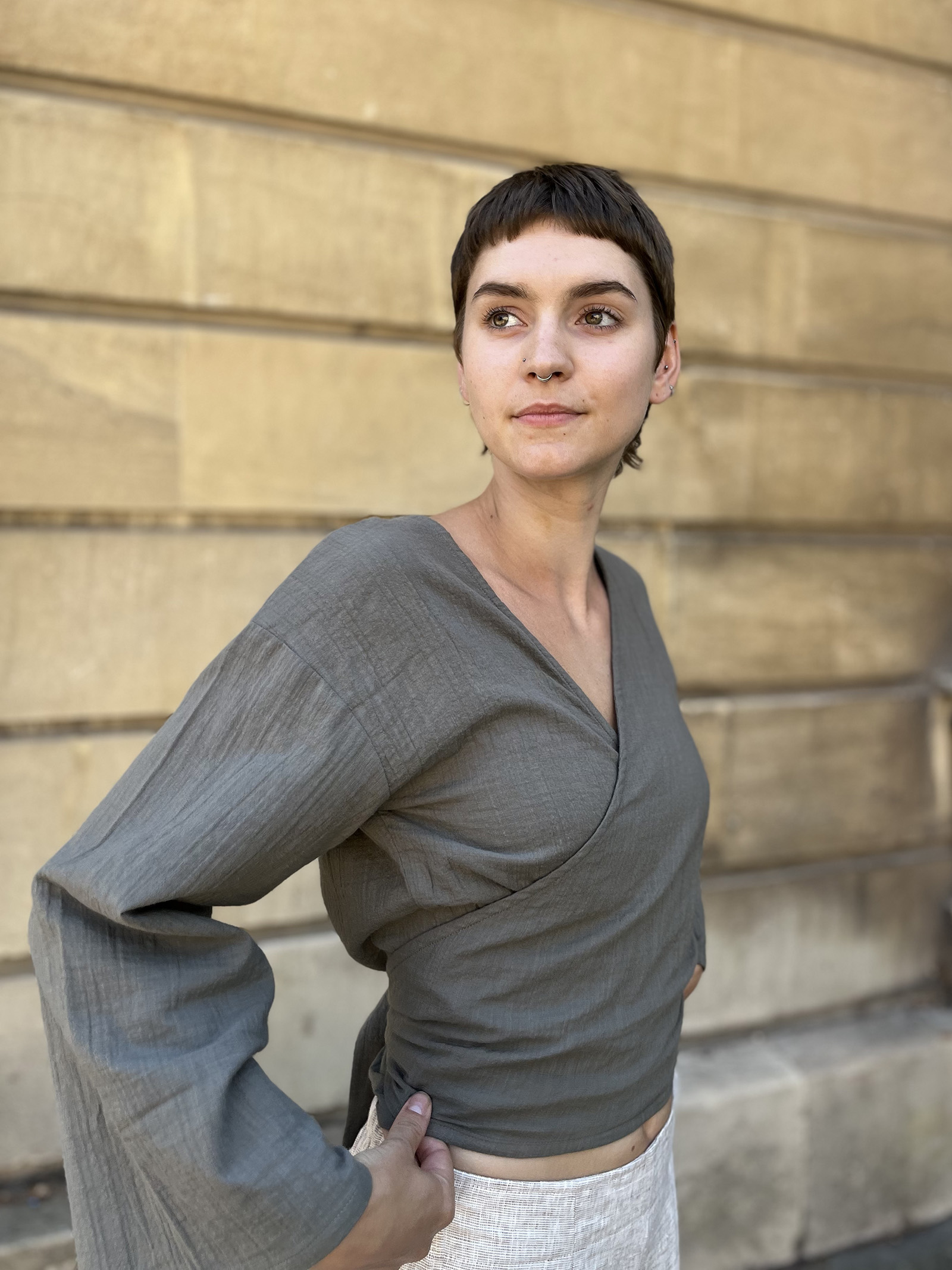 Tie-Front Crossover Top – Sage Green - Image 7